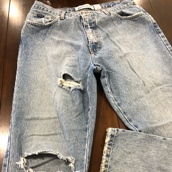 EXPRESS High Waisted Destructed Jeans Vintageish - Picture 1 of 4